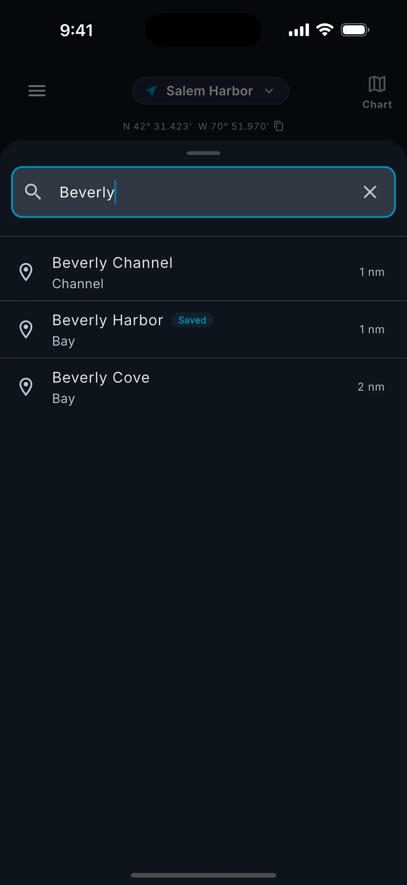 Location search showing results for Beverly Harbor.