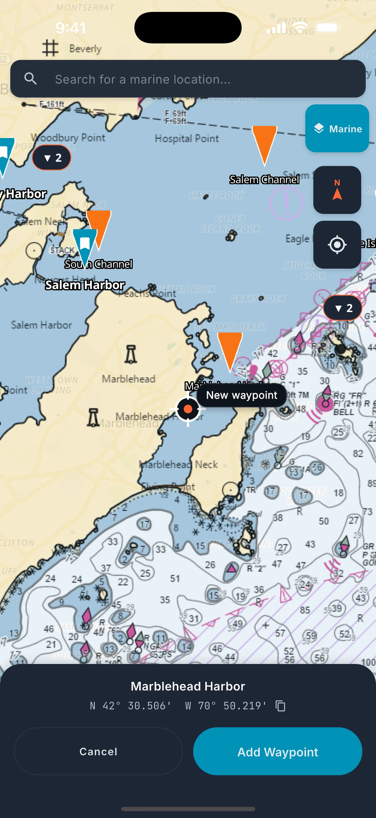 Saving a new waypoint from the location picker.